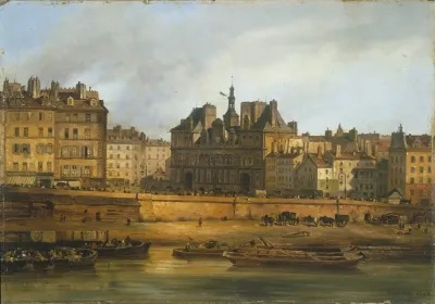 Lhotel De Ville Et La Place De Greve Vus De Lile De La Cite