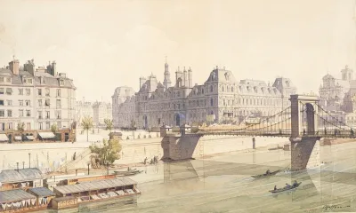 Lhotel De Ville Et Le Pont Darcole En 1842