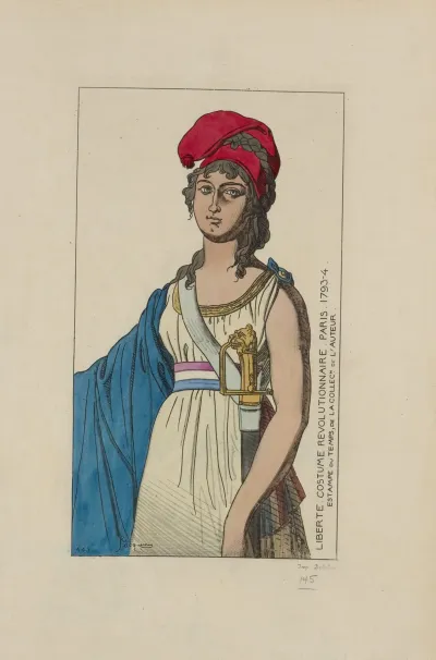 Liberte Costume Revolutionnaire Paris 1793 4 Estampe Du Temps De La Collection De Lauteur