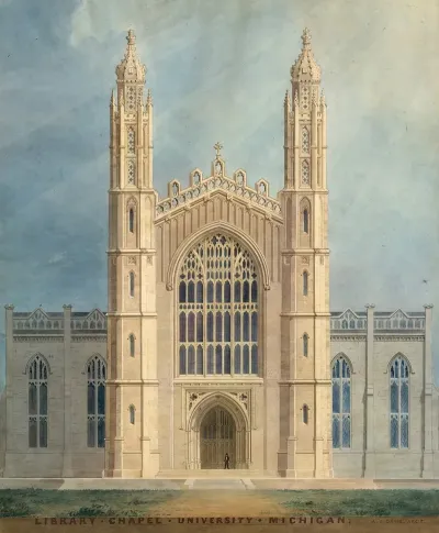 Library And Chapel University Of Michigan Ann Arbor Front Elevation