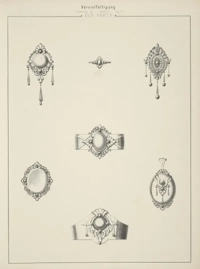 Lieferung Iii Blatt 7 Fg C Seven Designs For Jewelry With Pearls