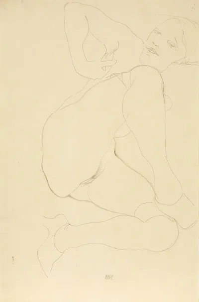 Liegender Weiblicher Akt Mit Angewinkelten Beinen Reclining Female Nude With Bent Legs
