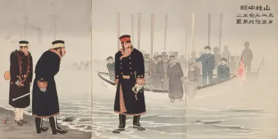 Lieutenant General Yamaji Leading The Japanese Second Army During Its Landing On The Jinzhou Peninsula