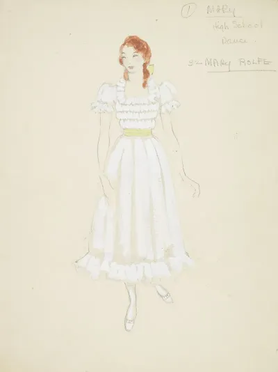 Life And Death Of An American Mary Rolfe White Ruffled Dress With Yellow Sash