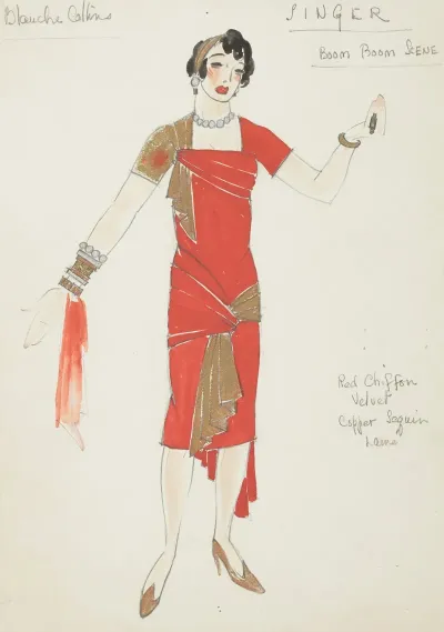 Life And Death Of An American Singer Red Dress With Brown Folds
