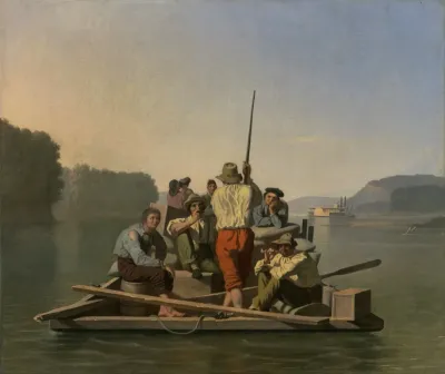 Lighter Relieving A Steamboat Aground