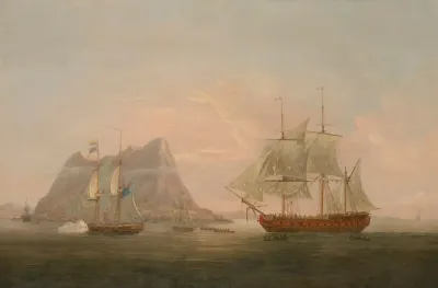 Liguria Being Taken Into Gibraltar By H M Brig Espoir 7 August 1798