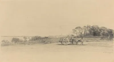 Lile Aux Moines With Figure And Cart