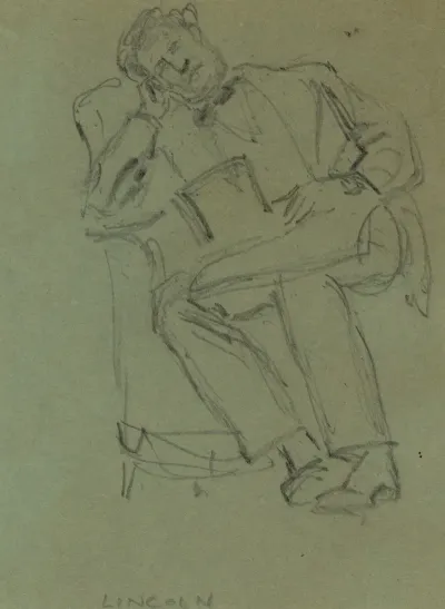 Lincoln Resting In Chair Top Hat In Lap