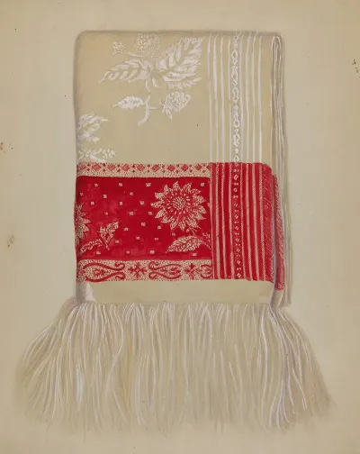 Linen Red Border With Sunflower