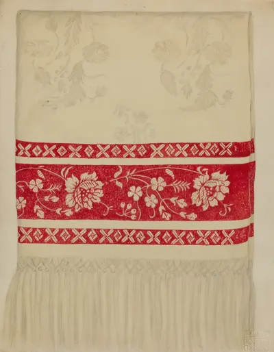 Linen Towel Flower Design 2