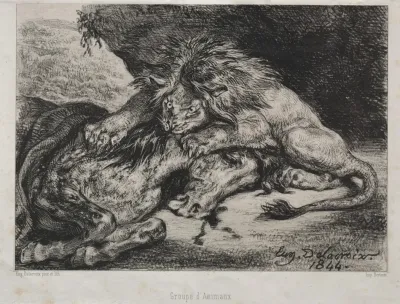 Lion Devouring A Horse