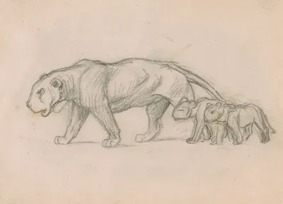 Lioness And Her Cubs