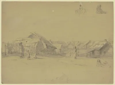 Lithina Mit Niederen Holzhausern