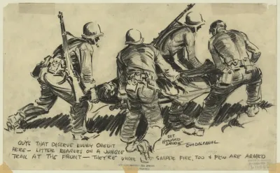 Litter Bearers On A Jungle Trail At The Front