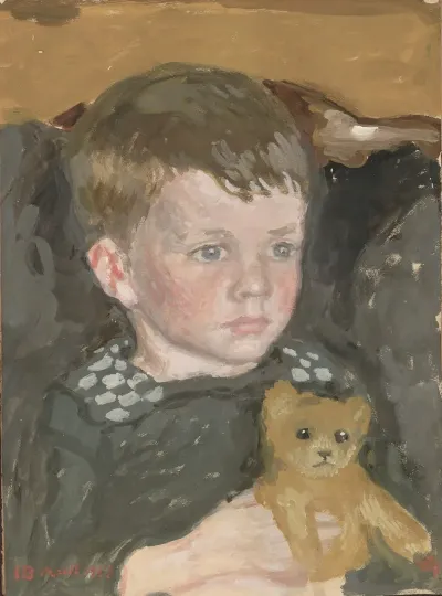 Little Boy With His Teddy Bear