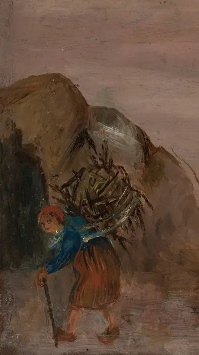 Little Girl Carrying Brushwood