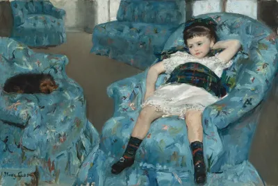 Little Girl In A Blue Armchair