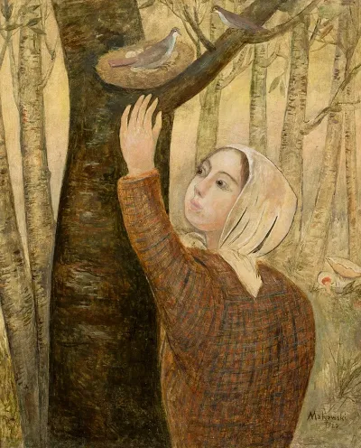Little Girl Reaching For A Nest