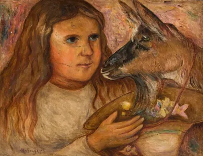 Little Girl With A Goat