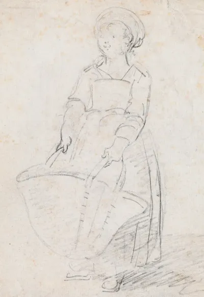 Little Girl With A Large Basket