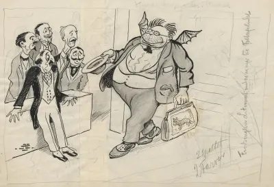 Litvinov With Bat Wings And His Hat In His Hand Appears To Participate In The Work Of The League Of Nations