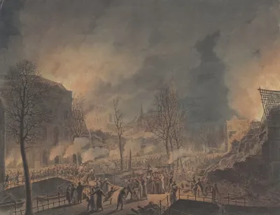 Lodewijk Napoleon Bezoekt De Ruines Op Het Rapenburg Te Leiden Na De Ontploffing Van Het Kruitschip Op 12 Januari 1807