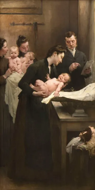 Loeuvre De La Goutte De Lait Au Dispensaire De Belleville Triptyque