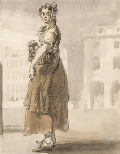 London Cries A Girl With A Basket Of Oranges