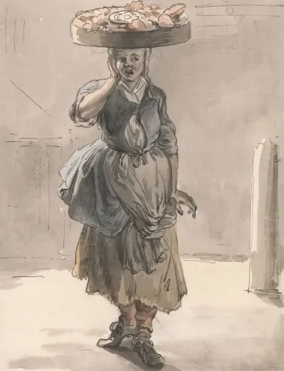 London Cries A Girl With A Basket On Her Head Lights For The Cats Liver For The Dogs