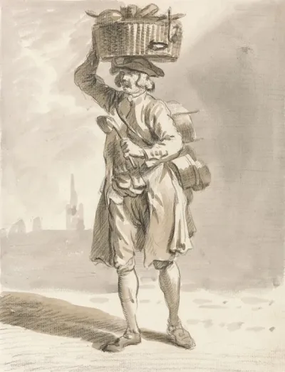 London Cries A Man With A Basket Man Selling Pots And Pans