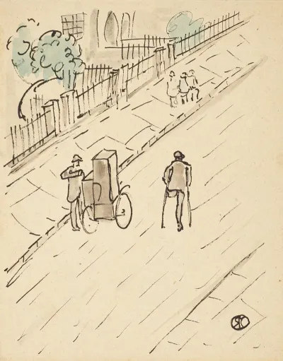 London Street With Organ Grinder