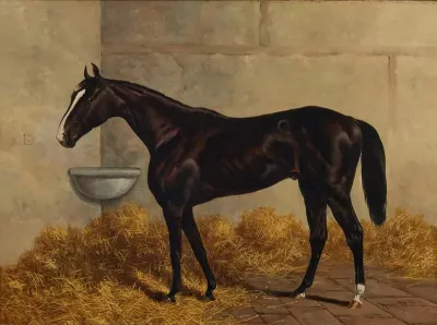 Longfellow A Dark Bay Racehorse In A Stable