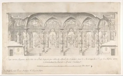 Longitudinal Section Of A Ballroom Decorated For The Marriage Of The King Of Naples To The Archduchess Of Austria