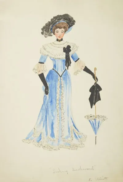 Looking Backward Blue Dress Trimmed With Lace