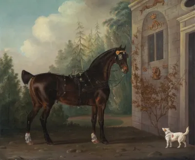 Lord Abergavennys Dark Bay Carriage Horse With A Terrier