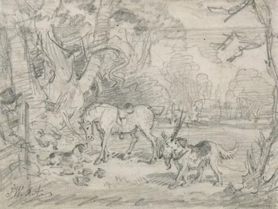 Lord Southamptons Shooting Pony With Sailor His Retriever And Rover His Spaniel