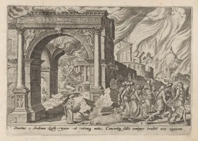 Lot And His Family Leaving The Burning Sodom