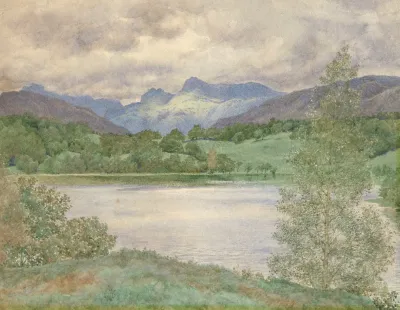 Loughrigg Tarn And Langdale Pikes Westmorland