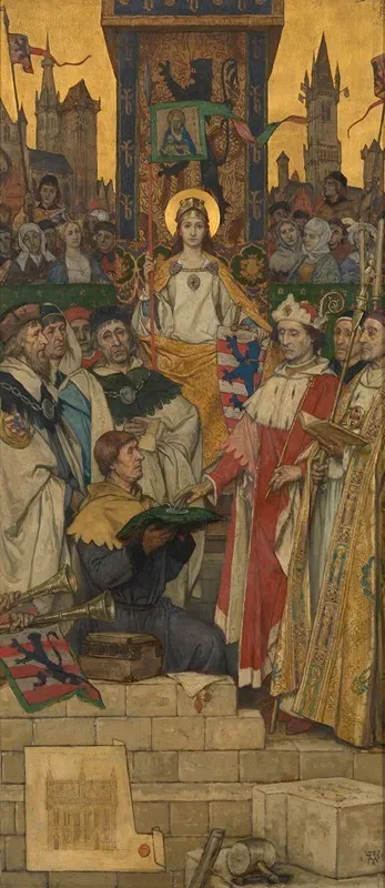 Louis Of Male Laying The Foundation Stone Of The Town Hall
