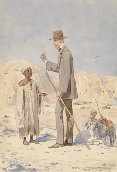 Louis Philippe Albert Dorleans Bij Een Opgraving In Egypte