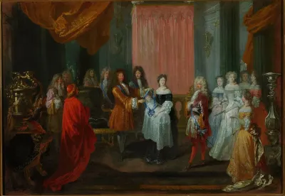 Louis Xiv Awards The Cordon Bleu Order To The Duke Of Burgundy Father Of Louis Xv