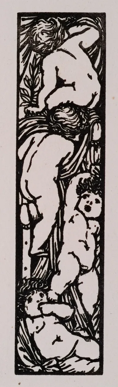 Love Is Enough Upright Border Or Sidepiece With Four Putti