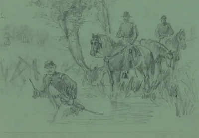 Lt Custer Wading In The Chickahominy River