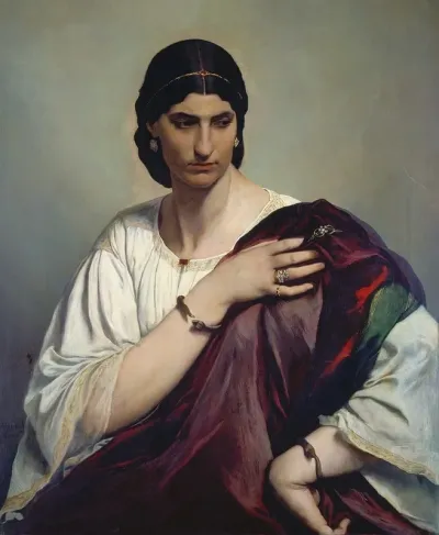 Lucrezia Borgia Portrait Of A Roman Woman In White Tunic And Red Robe