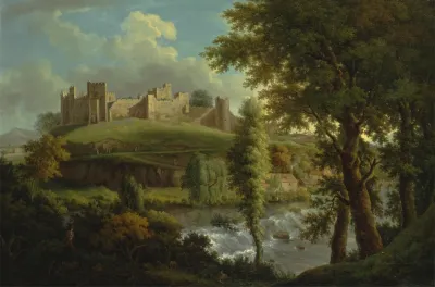 Ludlow Castle With Dinham Weir From The South West