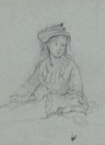 Luise Scholderer In Ruschenjacke Und Mit Hut Halbfigur Sitzend