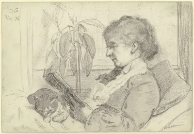 Luise Scholderer Lesend Mit Katze