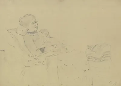 Luise Scholderer Mit Dem Sohn Und Victor Und Der Katze Lulu Ruhend