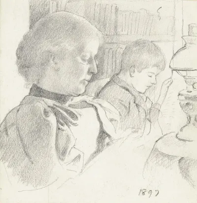 Luise Scholderer Und Victor Beim Lesen